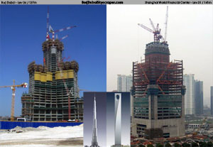 Burj Dubai & Shanghai World Financial Cente
